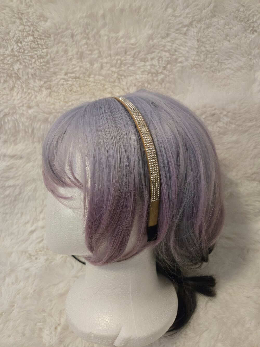 Vintage Y2K Cream Headband with Rhinestones